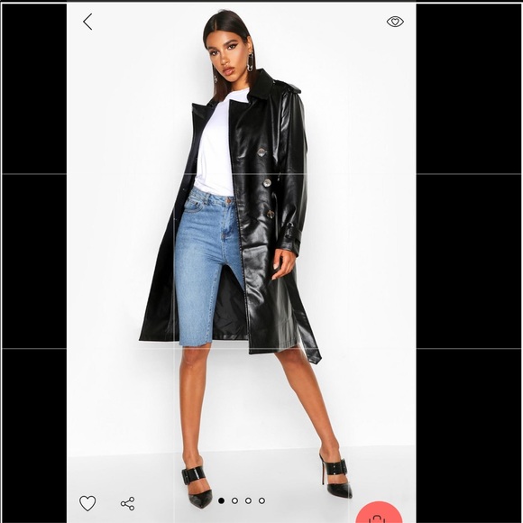 NWOT Boohoo Faux Leather Trench Coat - Picture 1 of 11